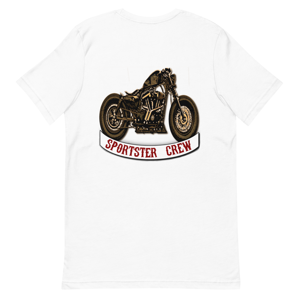 Sportster Crew Sporty T-Shirt with Patch Logo on Front, Color: White, Size: XS