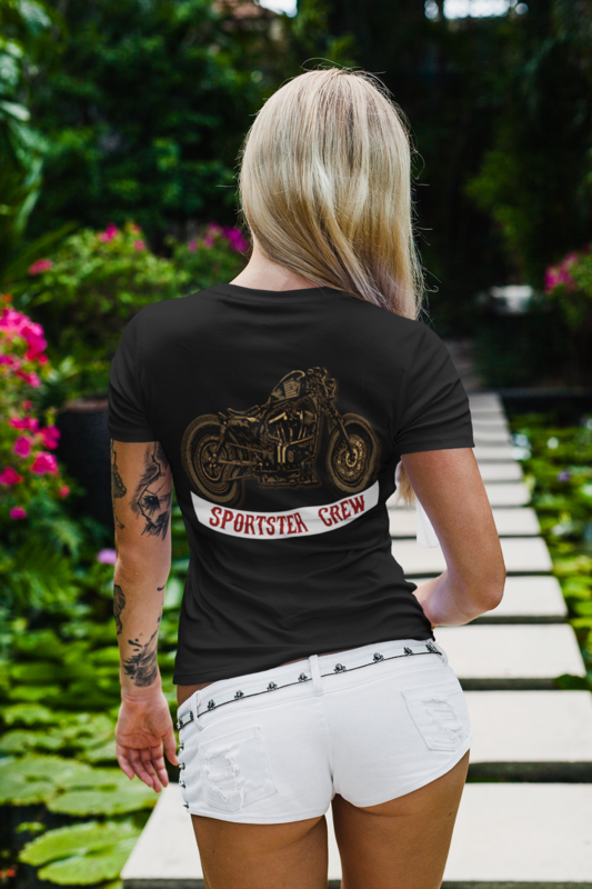 Sportster Crew Sporty T-Shirt with Patch Logo on Front