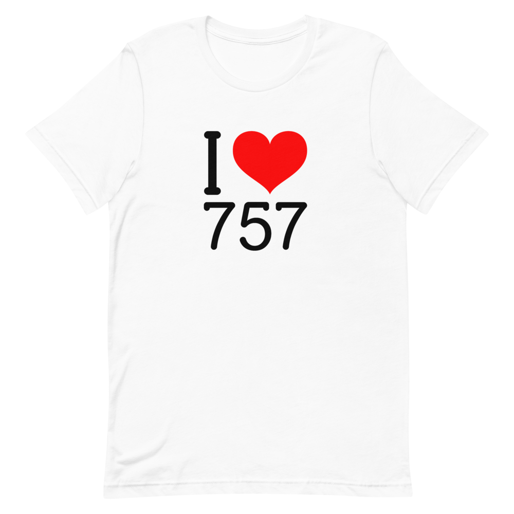 I Love 757 T-Shirt, Color: White, Size: XS