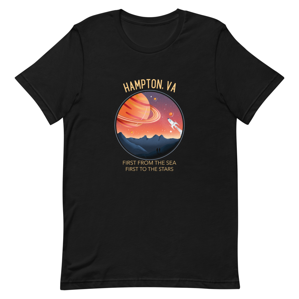 Hampton, VA First from the Sea, First to the Stars T-Shirt, Color: Black, Size: XS