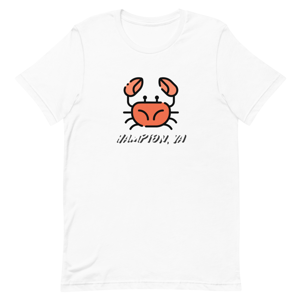 Hampton, VA Crab T-Shirt, Color: White, Size: XS