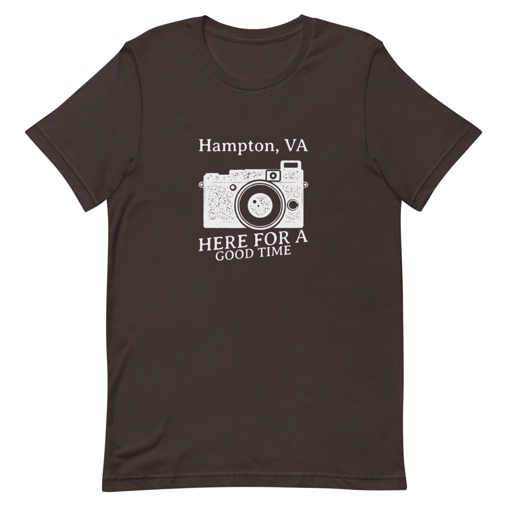 Hampton, VA Here For A Good Time T-Shirt, Color: Brown, Size: S