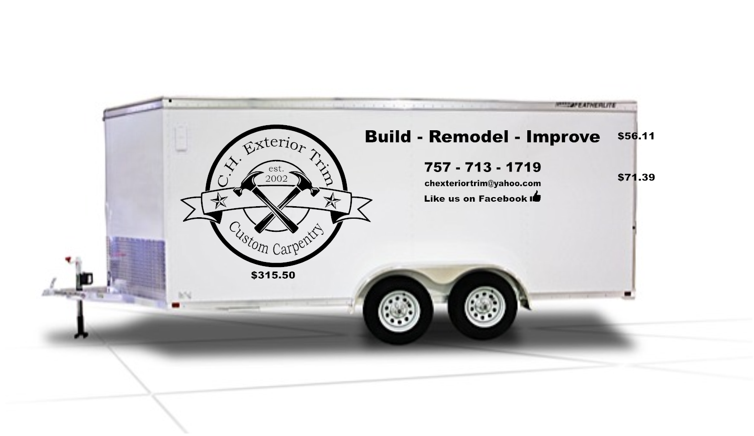 C.H. Exterior Trim Trailer Vinyl Graphics and Lettering Package