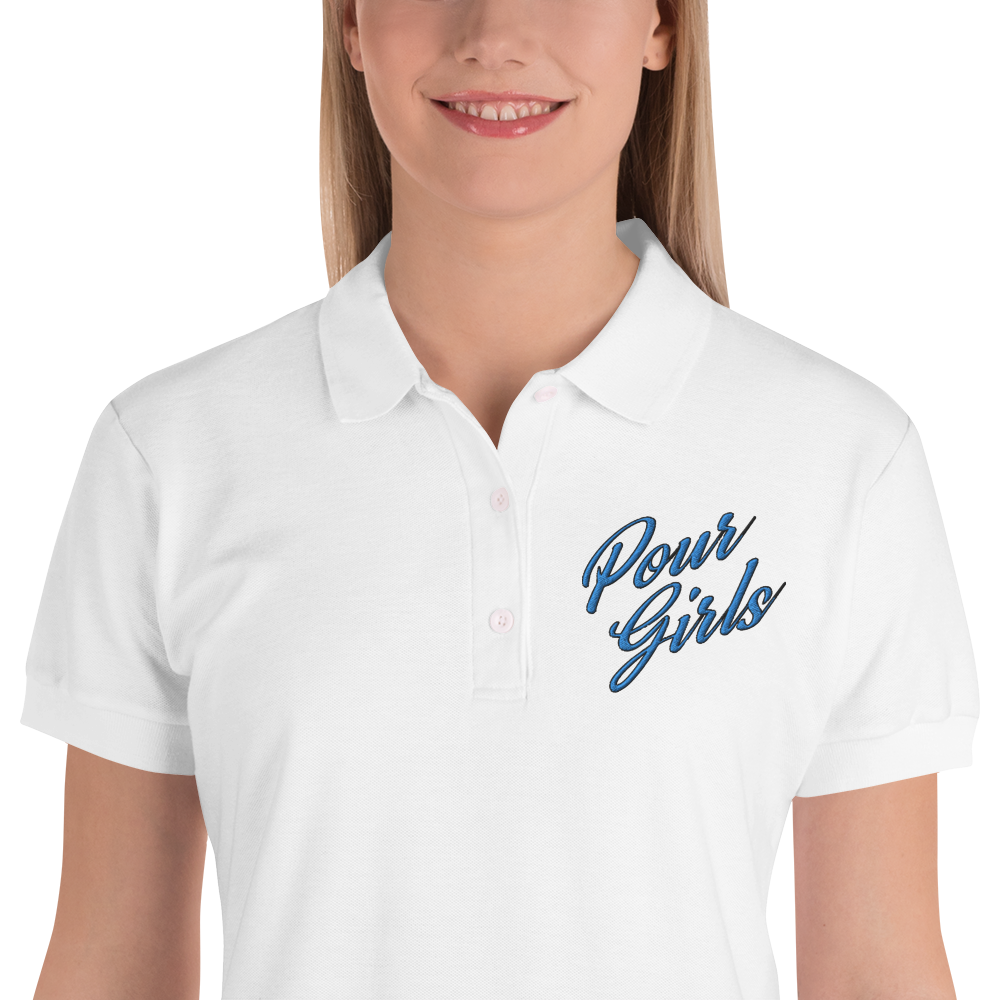 Pour Girls Embroidered Women&#39;s Polo Shirt, Color: White, Size: S