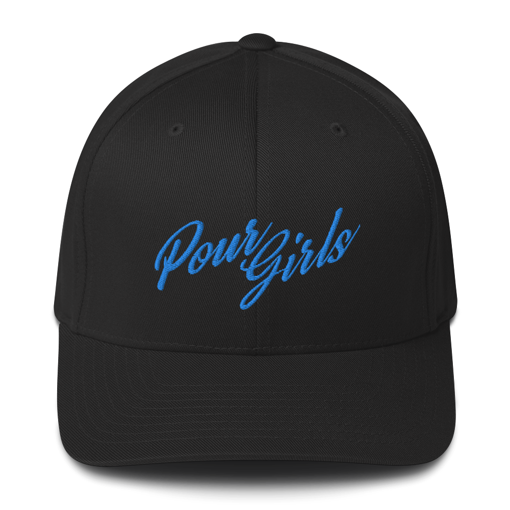 Pour Girls Flexfit Hat, Color: Black, Size: S/M