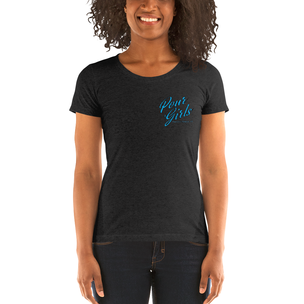 Pour Girls Ladies&#39; Short Sleeve Shirt, Color: Charcoal-Black Triblend, Size: S