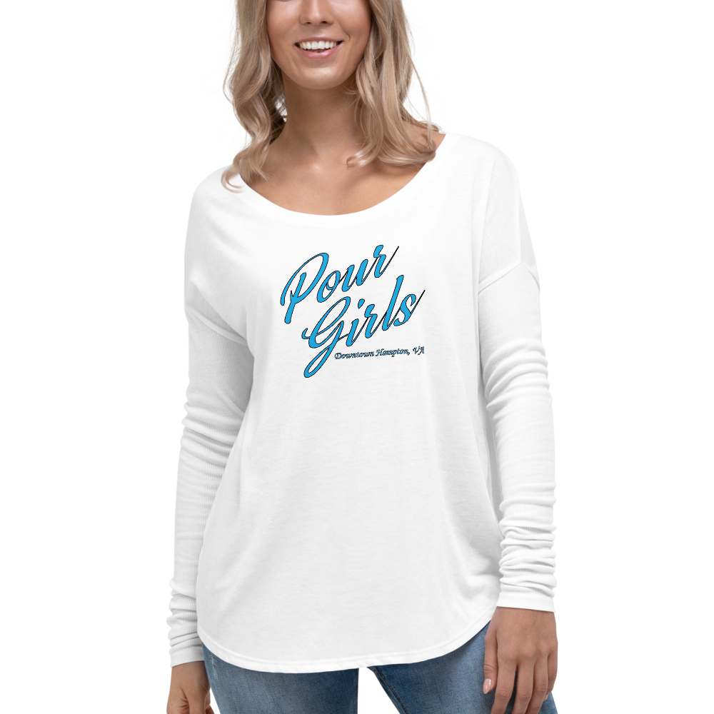 Pour Girls Flowy Long Sleeve Shirt, Color: White, Size: S