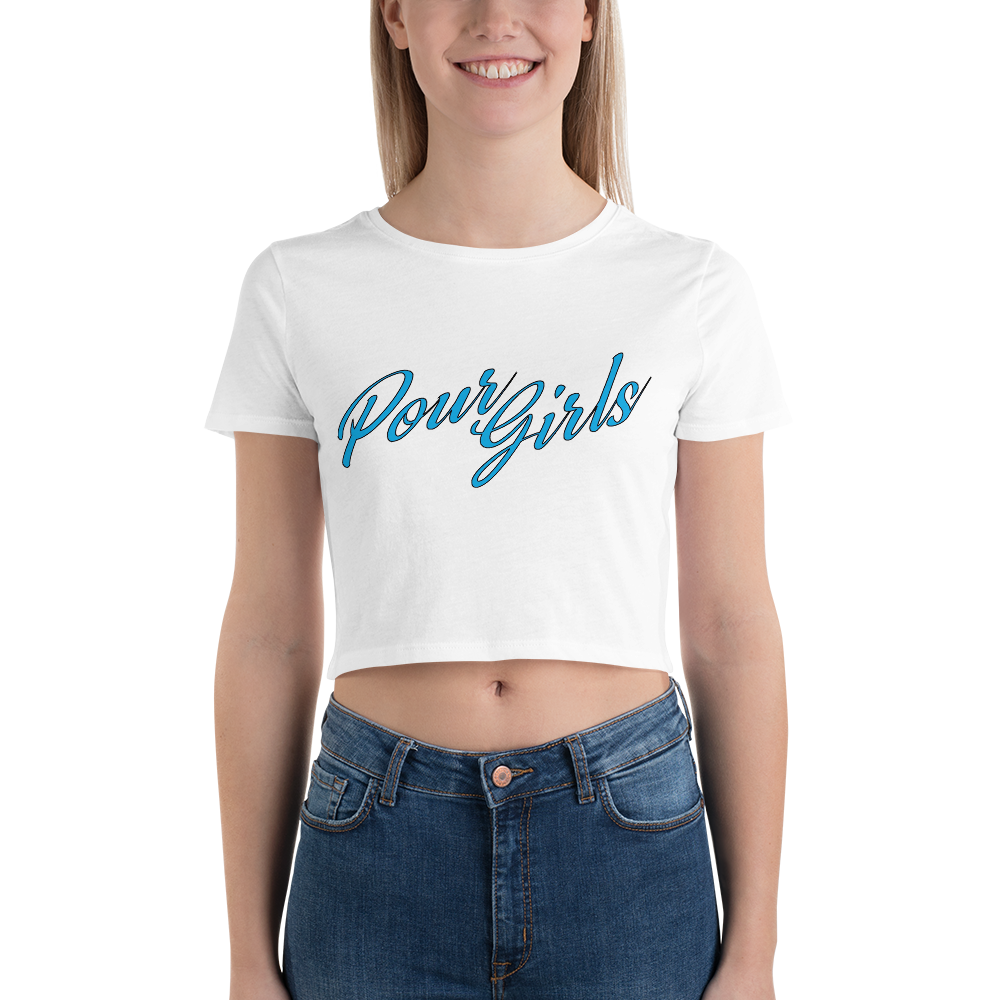 Pour Girls Crop Tee, Color: White, Size: XS/SM