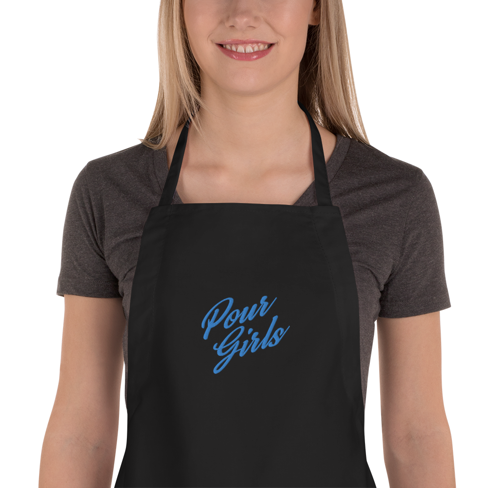Pour Girls Embroidered Apron, Color: Black