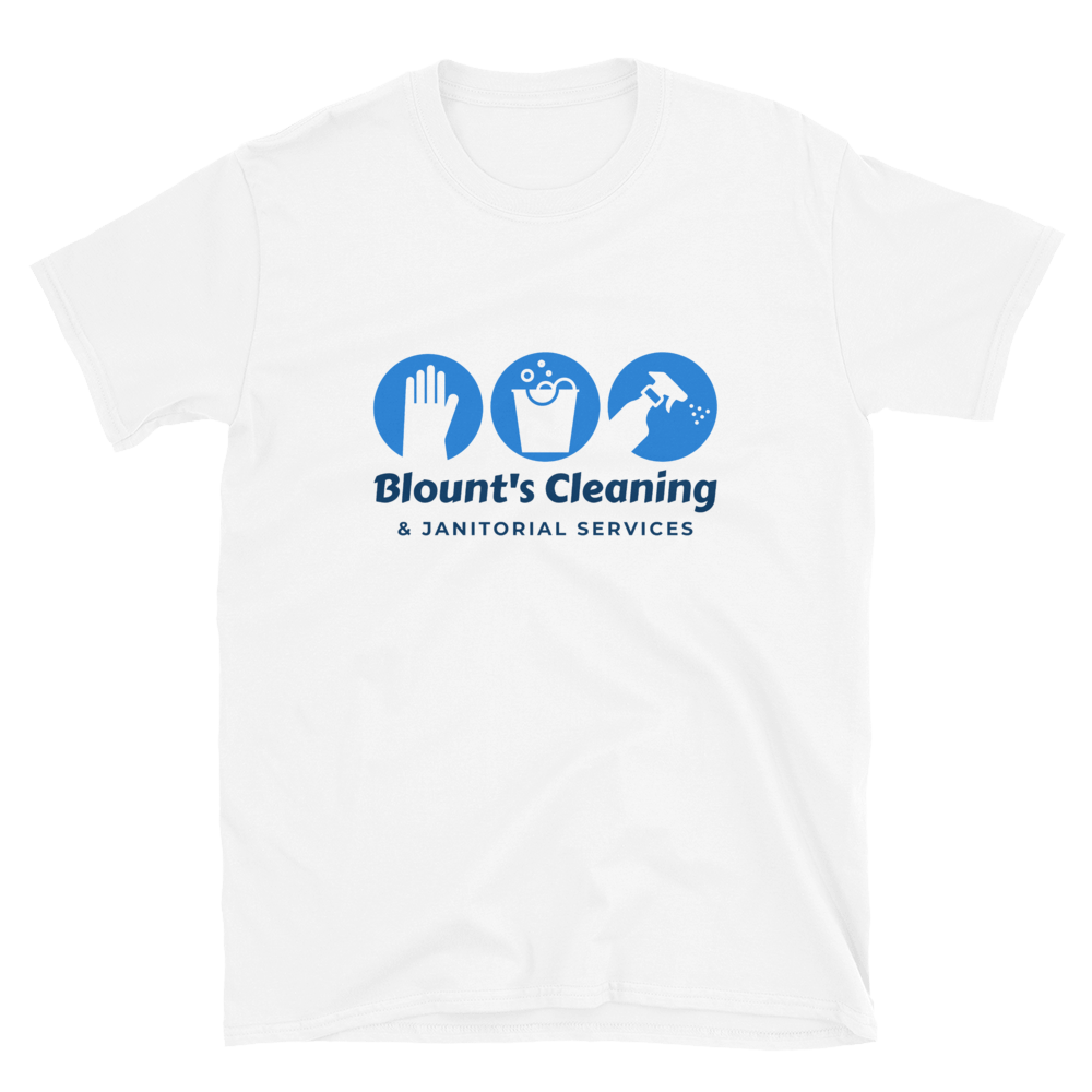 Blount&#39;s Cleaning Large Logo Short-Sleeve Unisex T-Shirt, Color: White, Size: S