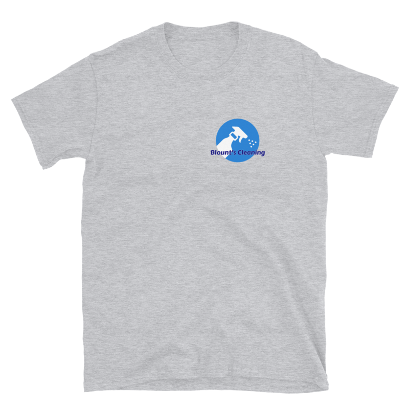 Blount&#39;s Cleaning Small Front Larger Back Logo Short-Sleeve Unisex T-Shirt