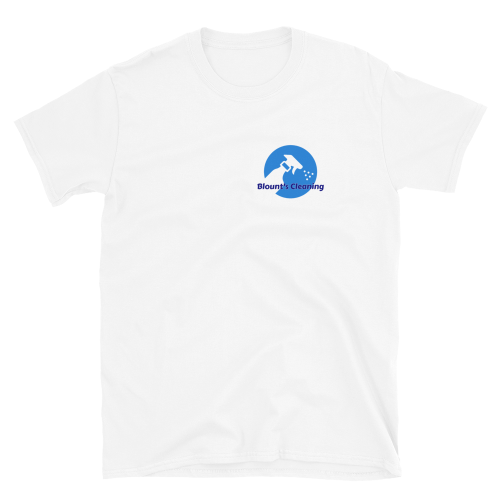 Blount&#39;s Cleaning Small Front Larger Back Logo Short-Sleeve Unisex T-Shirt, Color: White, Size: S