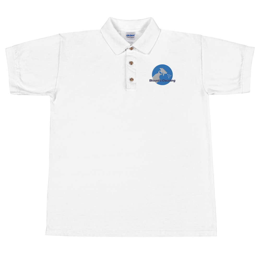 Blount&#39;s Cleaning Embroidered Men&#39;s Polo Shirt, Color: White, Size: S