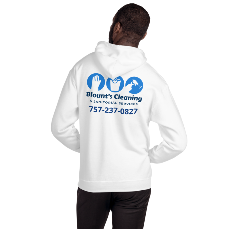 Blount's Cleaning Small Front Logo Large Back Logo Unisex Hoodie