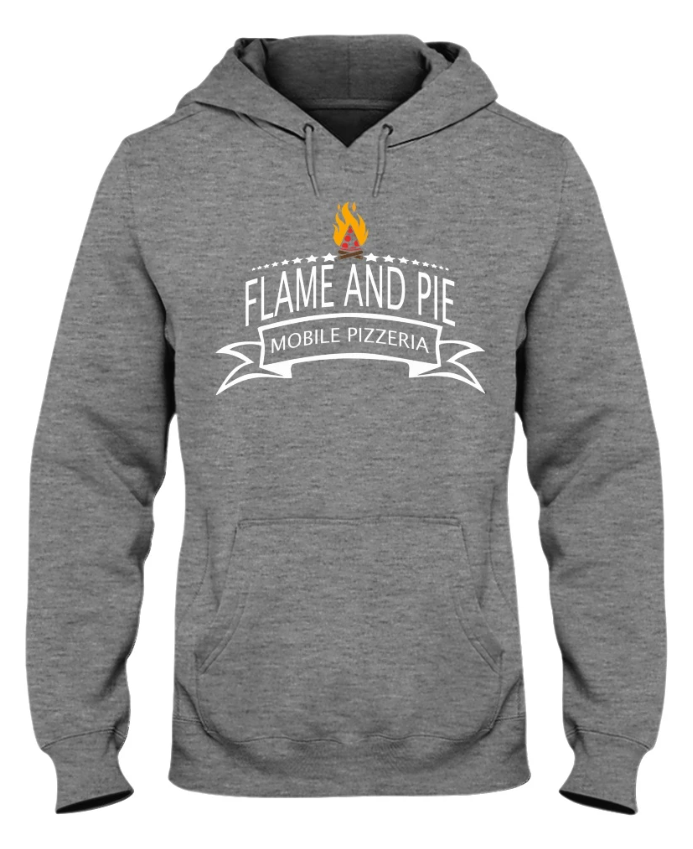 Flame and Pie Banner Logo Hoodie, Color: Athletic Heather