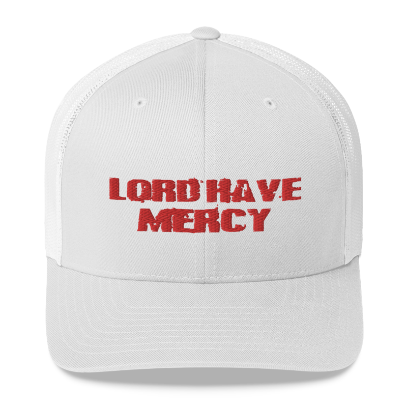 Lord Have Mercy Red Thread Trucker Cap, Color: White