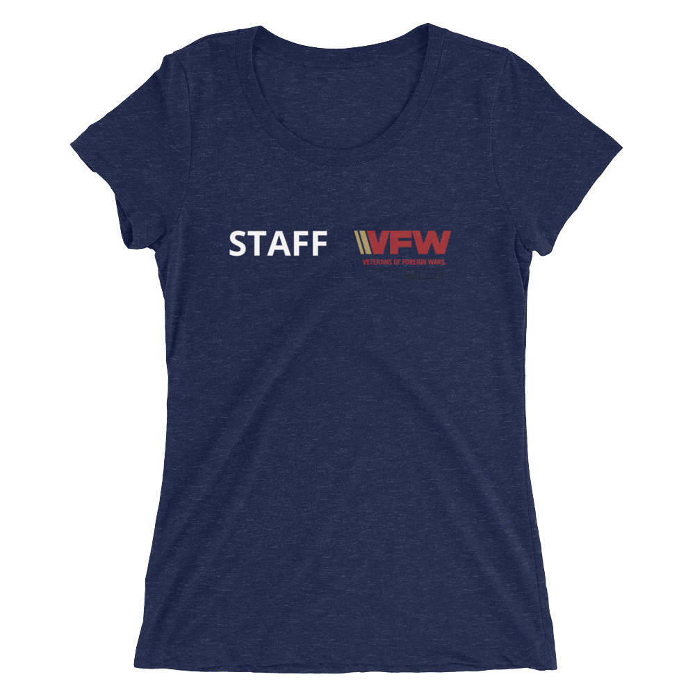 VFW Post 3219 Staff Shirt Front Design Ladies&#39; short sleeve t-shirt, Color: Navy Triblend, Size: S