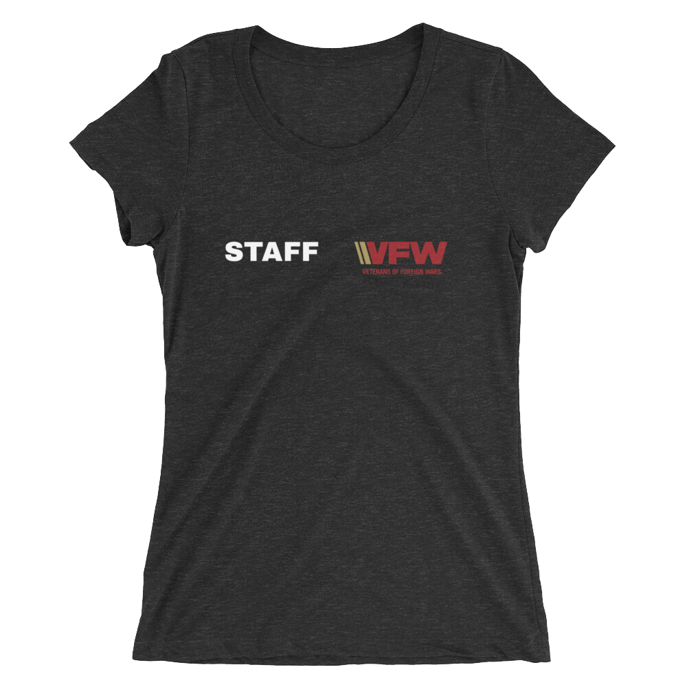 VFW Post 3219 Staff Shirt Front and Back Designs Ladies&#39; short sleeve t-shirt, Color: Charcoal-Black Triblend, Size: S