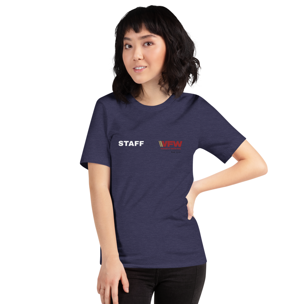 VFW Post 3219 Staff Shirt Front Design Short-Sleeve Unisex T-Shirt, Color: Heather Midnight Navy, Size: S