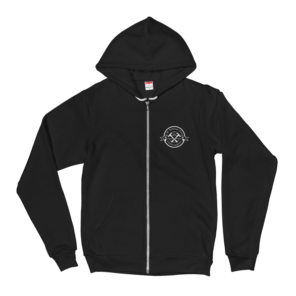 CHE Zip-up Hoodie Sweater - Front and Back Logo, Color: Black, Size: XS