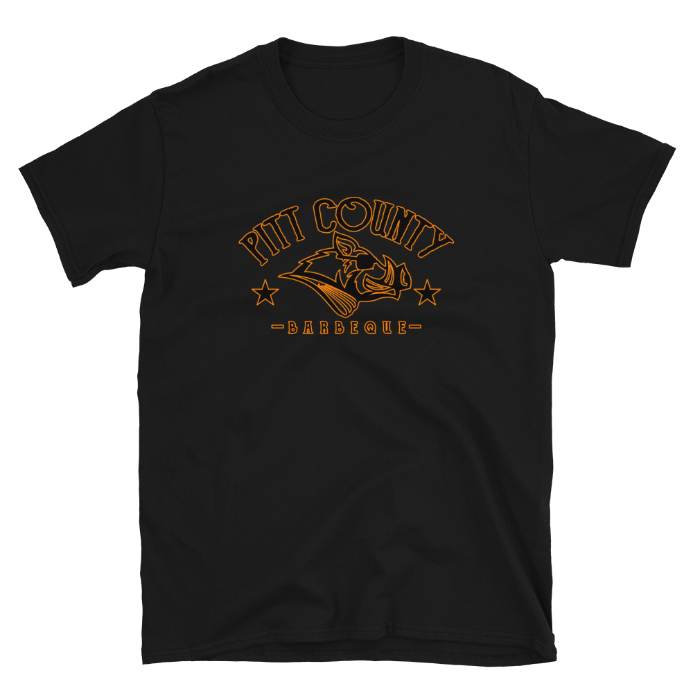 Pitt County Black/Orange Logo Short-Sleeve Unisex T-Shirt, Color: Black, Size: S