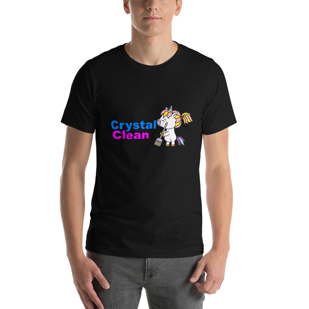 Crystal Clean Unicorn Short-Sleeve Unisex T-Shirt - Bella + Canvas 3001, Color: Black, Size: XS
