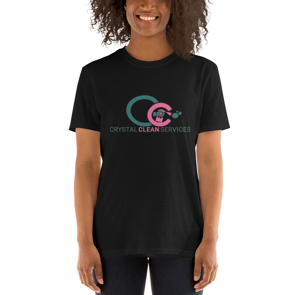 Crystal Clean CC Logo Short-Sleeve Unisex T-Shirt - Gildan 64000, Color: Black, Size: S