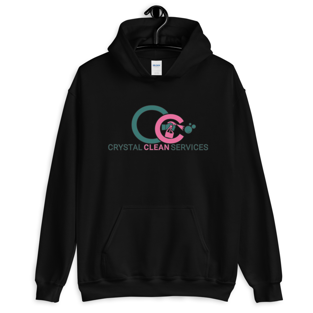 Crystal Clean CC Logo Short-Sleeve Unisex Hoodie  - Gildan 18500, Color: Black, Size: S