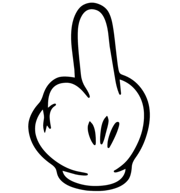 Cartoon Middle Finger Outline Vinyl Decal Sticker