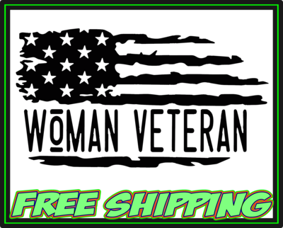 Woman Veteran - American Flag - Military Vinyl Decal