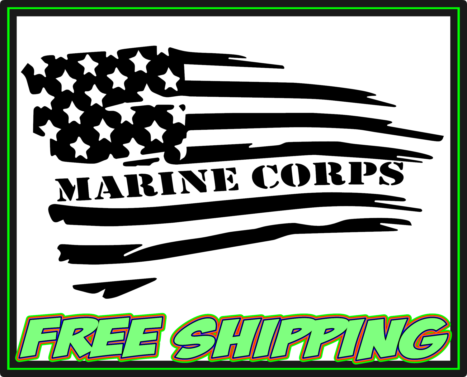 Marine Corps - American Flag - Military - Veteran Vinyl Decal