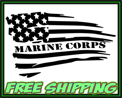 Marine Corps - American Flag - Military - Veteran Vinyl Decal