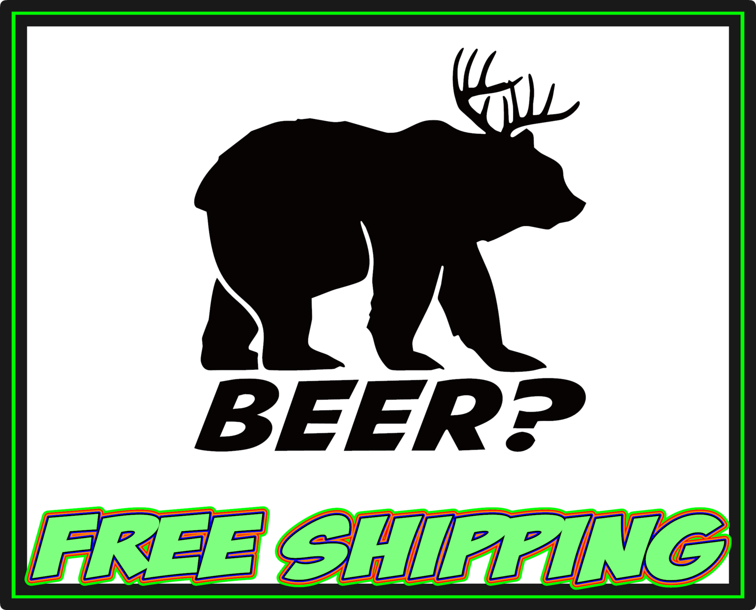 Bear + Deer = Beer Vinyl Decal Sticker