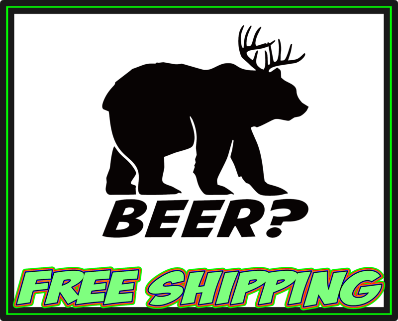Bear + Deer = Beer Vinyl Decal Sticker