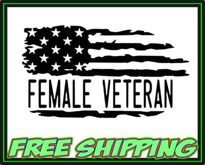 Female Veteran - American Flag - Military Vinyl Decal