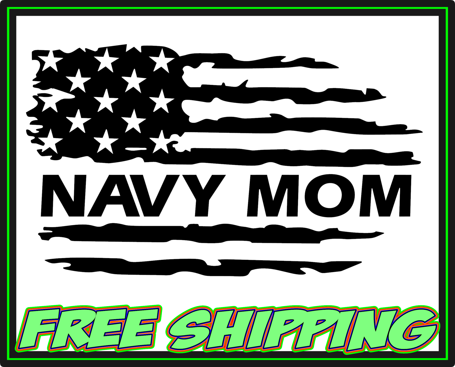 Navy Mom - American Flag - Military Vinyl Decal