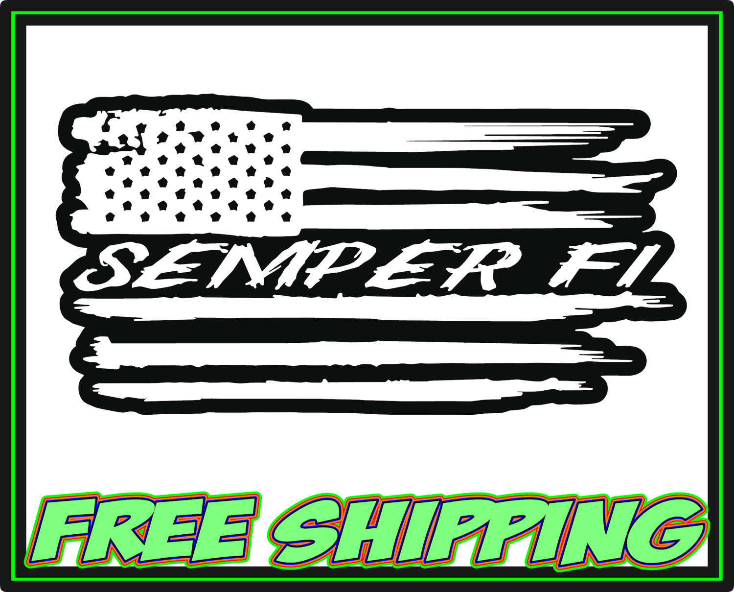 Semper Fi - USMC Marine Corps - American Flag - Military - Veteran Vinyl Decal