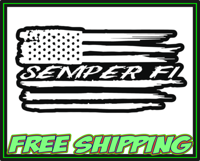 Semper Fi - USMC Marine Corps - American Flag - Military - Veteran Vinyl Decal