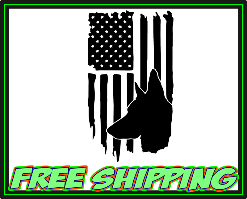 Canine K9 Dog Flag - American Flag - Service Animal - Vinyl Decal