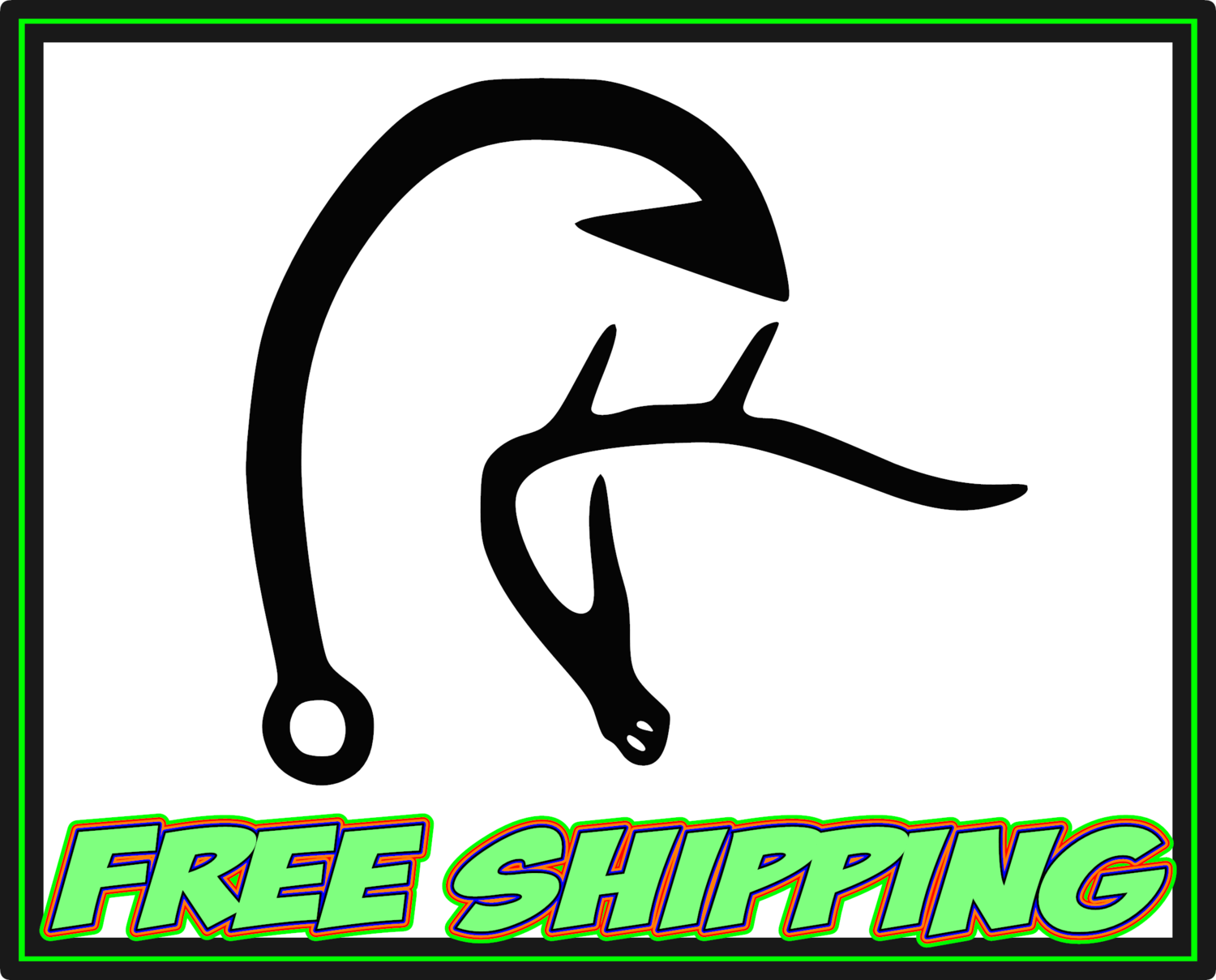 Outdoorsman Duck Head - Antler Fishing Hook - Vinyl Decal Sticker