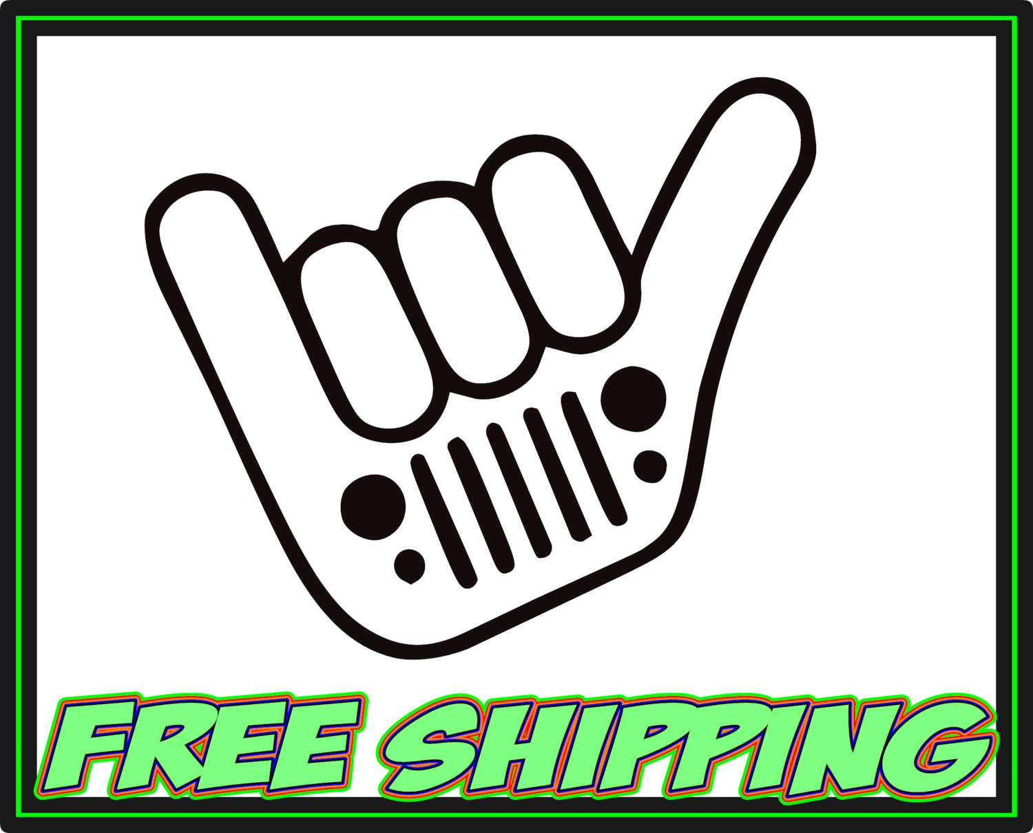 Jeep Grill Shaka Vinyl Decal Sticker