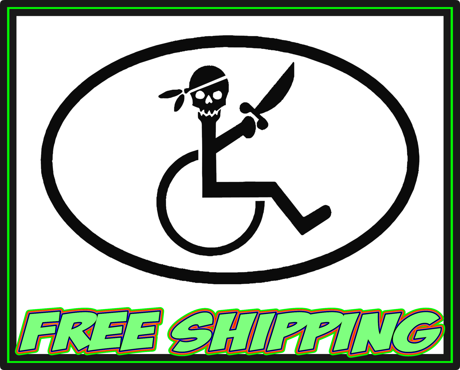 Pirate in Wheelchair - Vinyl Decal