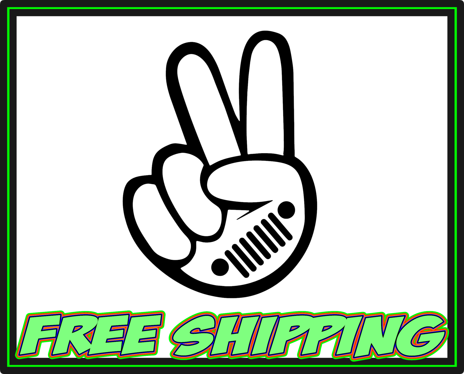 Jeep Wave Grill Peace Hand Vinyl Decal Sticker