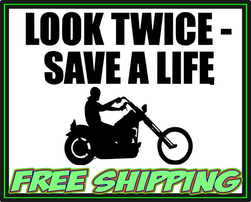 Look Twice Save A Life - Harley Davidson - Honda - Yamaha - Victory - Indian - Suzuki Motorcycle Vinyl Decal Sticker