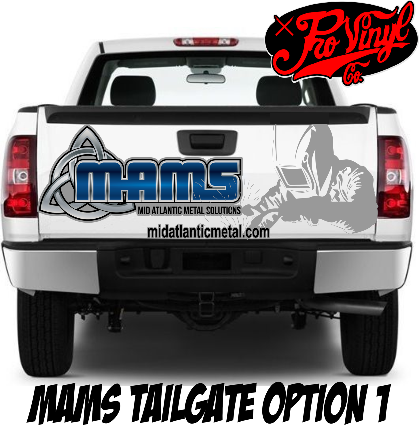 Mid Atlantic Metal Solutions Truck Graphics Project, Tailgate Graphics: Option 1
