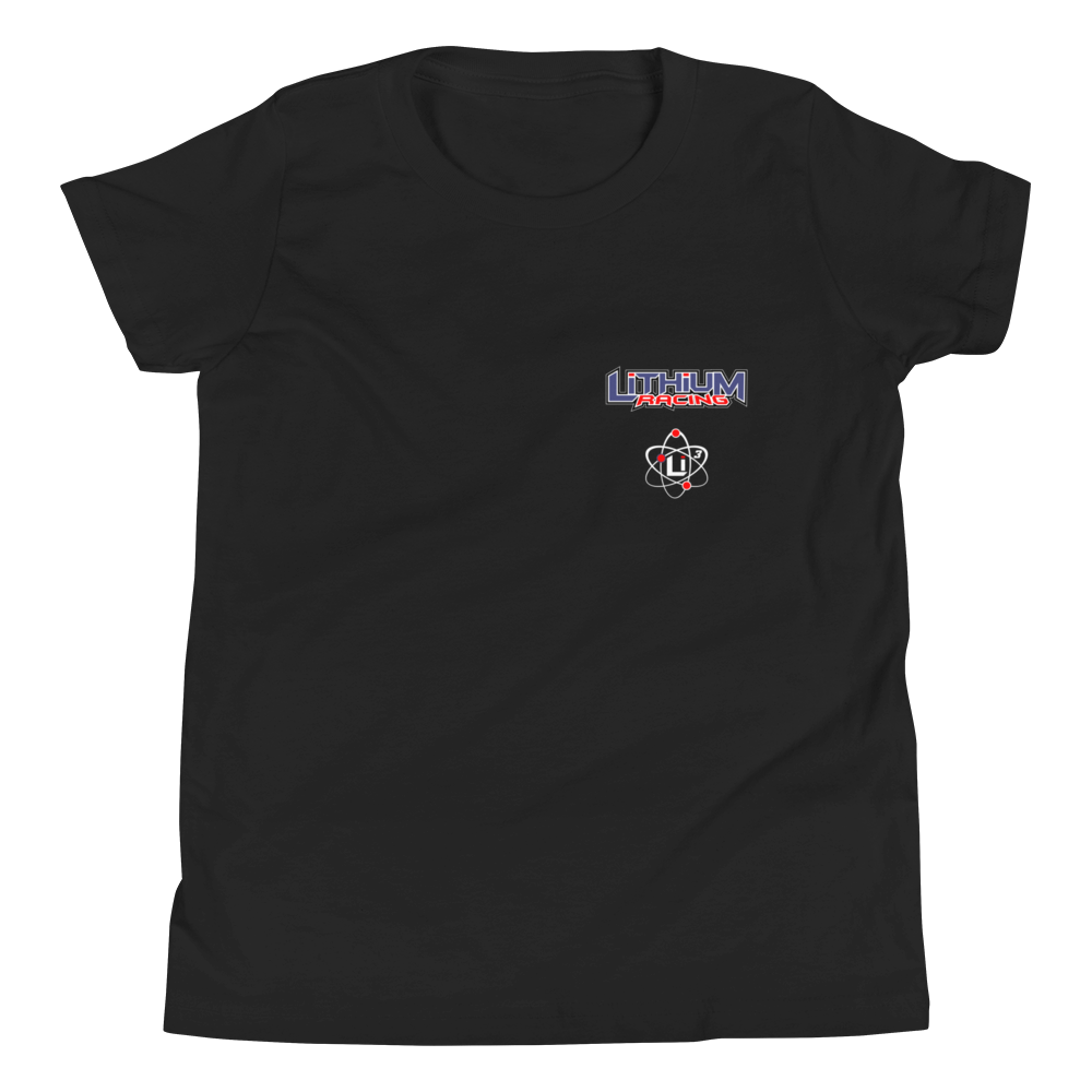 Lithium Racing Front &amp; Back Graphic - Youth Bella Canvas T-Shirt, Color: Black, Size: S
