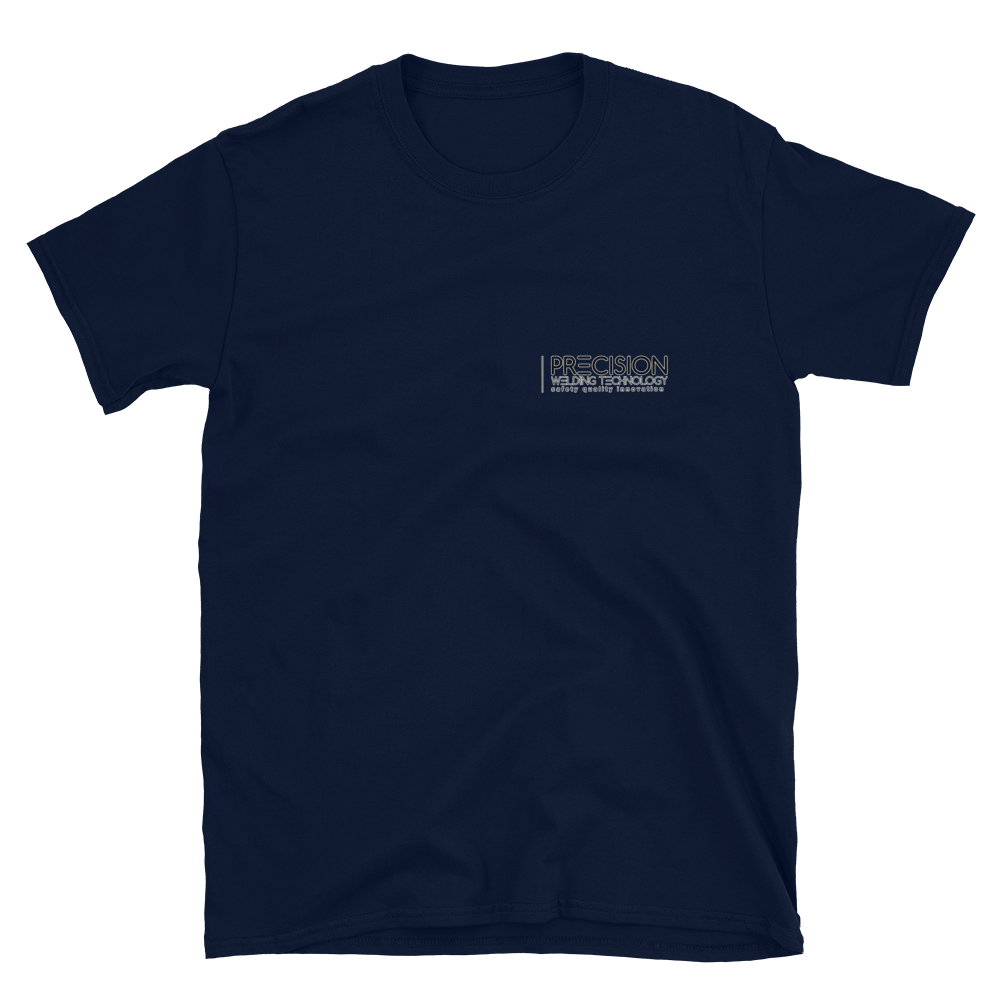 Precision Welding Front &amp; Back Graphics - Gildan Softstyle T-Shirt, Color: Navy, Size: S