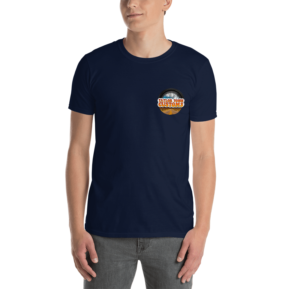Talyor Town Customs Front &amp; back Graphic - Gildan Softstyle T-Shirt, Color: Navy, Size: S