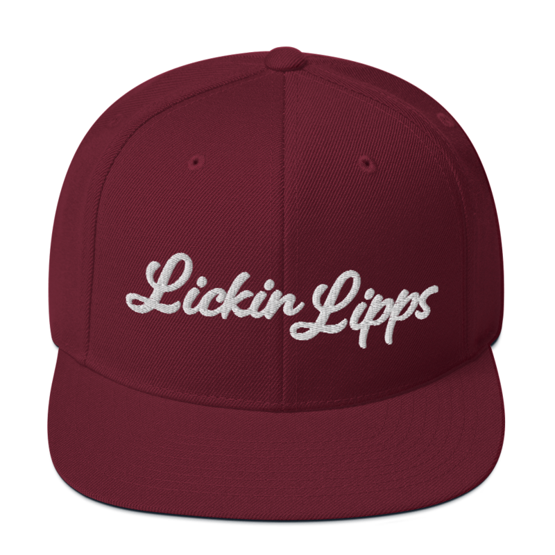 Licking Lipps White Embroidery Snapback Hat