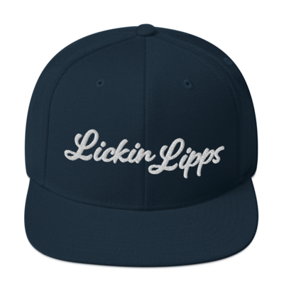 Licking Lipps White Embroidery Snapback Hat